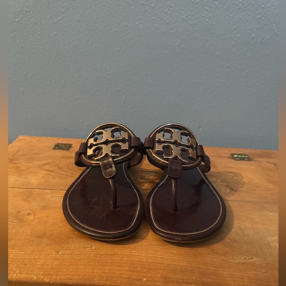 Tory Burch Metal Miller’s Dark Brown Leather Sandals